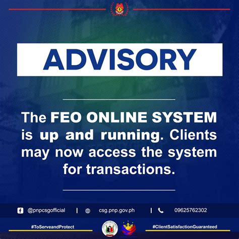 feo online account|PUBLIC ADVISORY: .